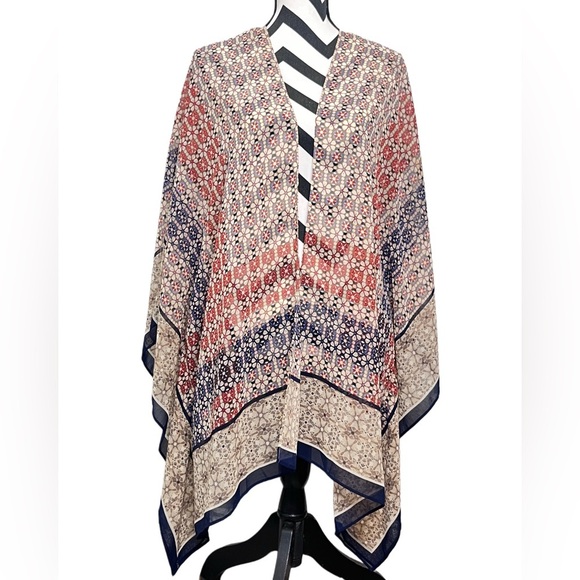 Catherines Boho Sheer Retro Open Front Sz 2X 3X Kimono Topper - Picture 3 of 10